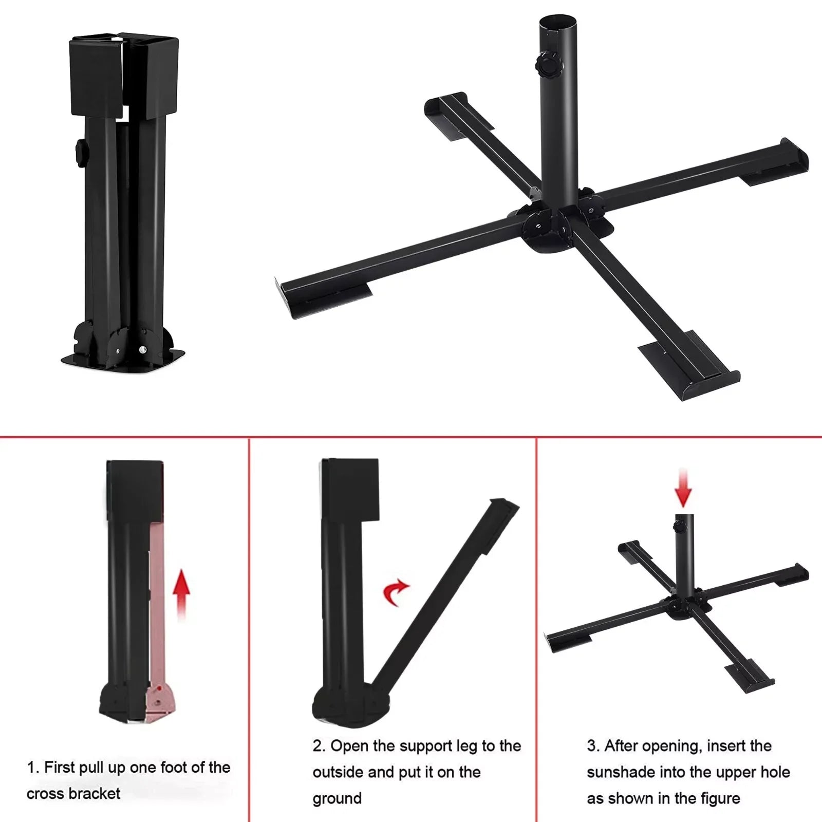 Sturdy portable foldable Christmas tree stand for Christmas tree, camping tent mount or umbrella stand
