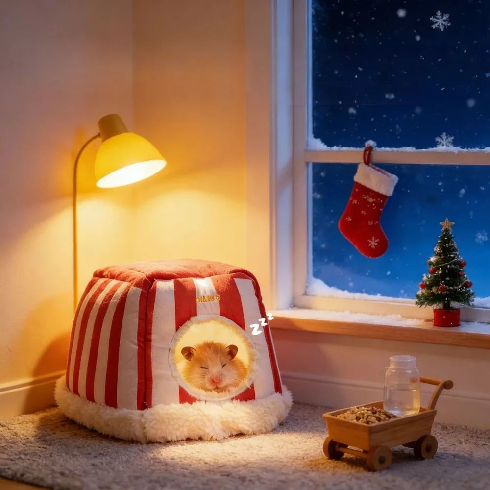 Tree Stump Cute Hamster Cotton House Soft Thickened Hamster Nest Warm Comfortable Rat Sleepping Bed Winter
